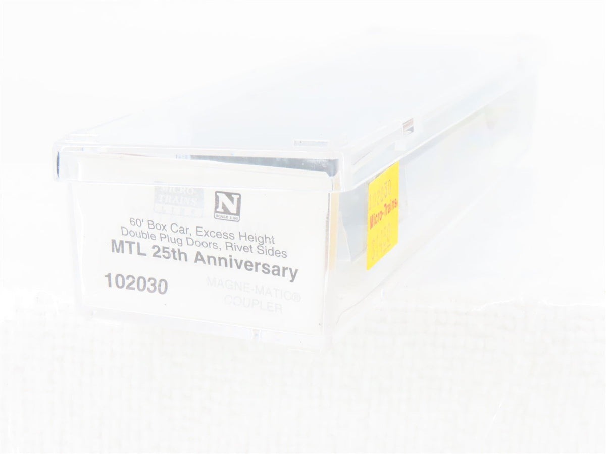 N Scale Micro-Trains MTL 102030 MTL Silver 25th Anniversary 60&#39; Boxcar #1172