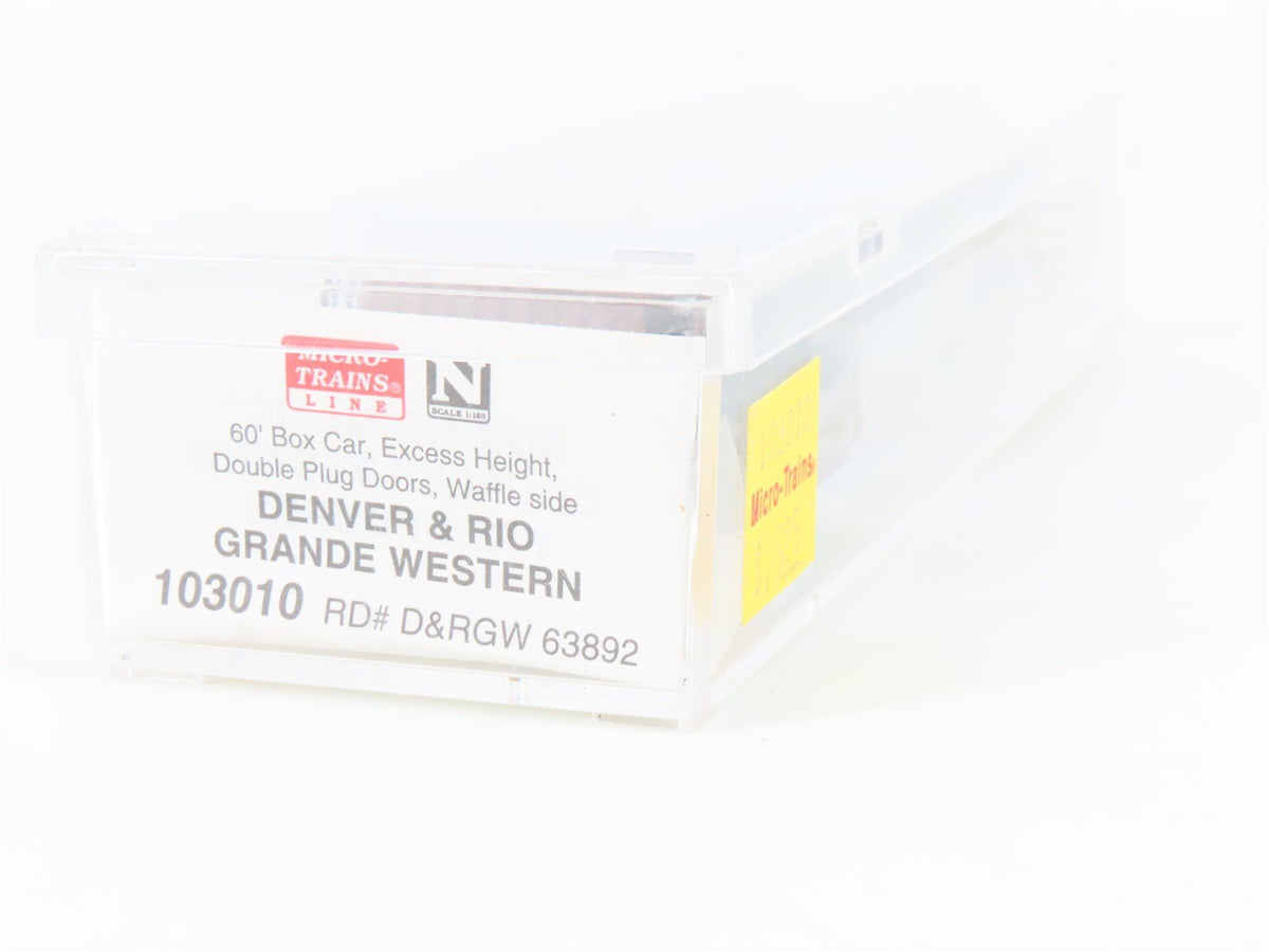 N Scale Micro-Trains MTL 103010 DRGW Rio Grande 60&#39; Waffle Side Boxcar #63892