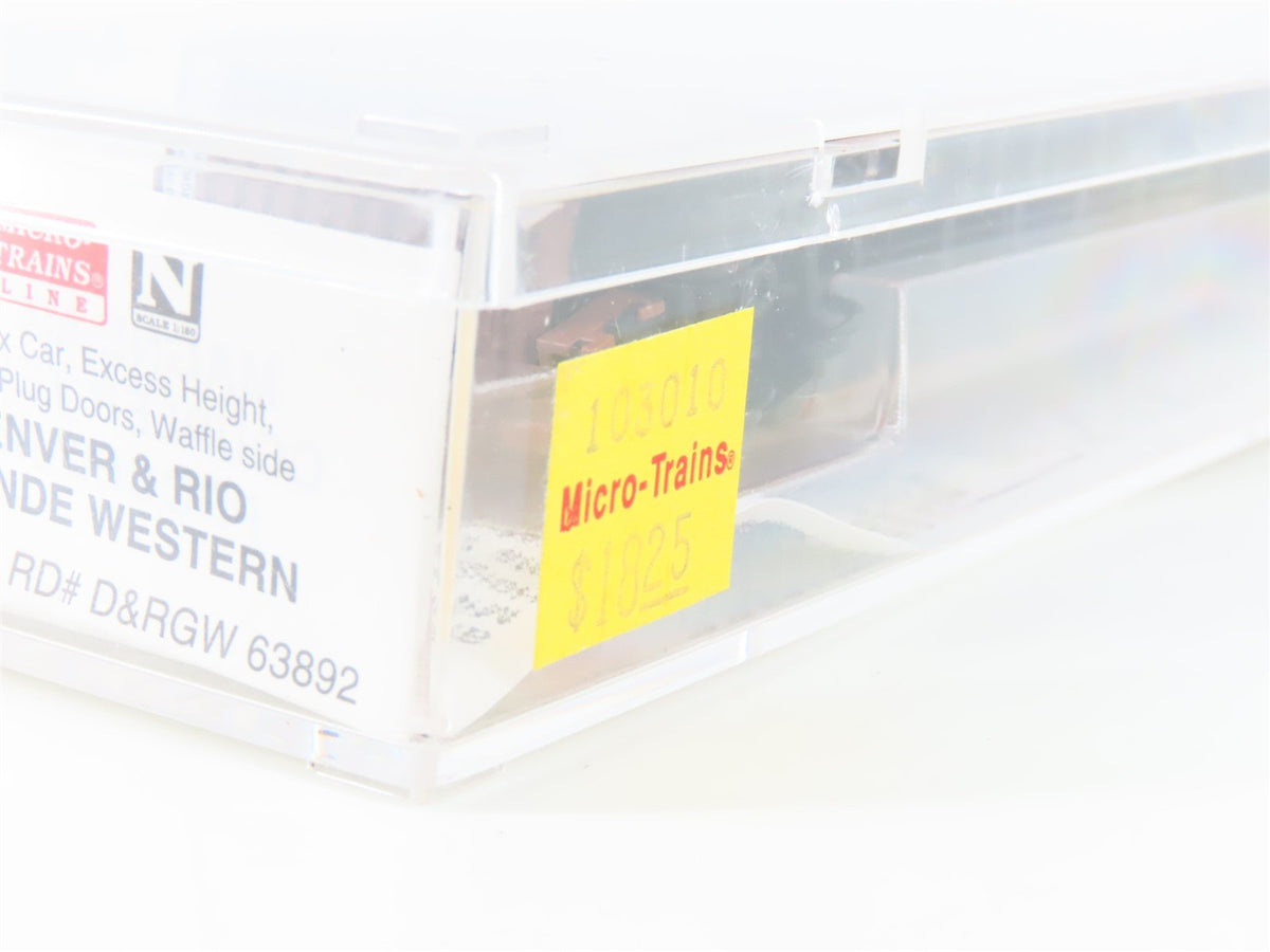 N Scale Micro-Trains MTL 103010 DRGW Rio Grande 60&#39; Waffle Side Boxcar #63892