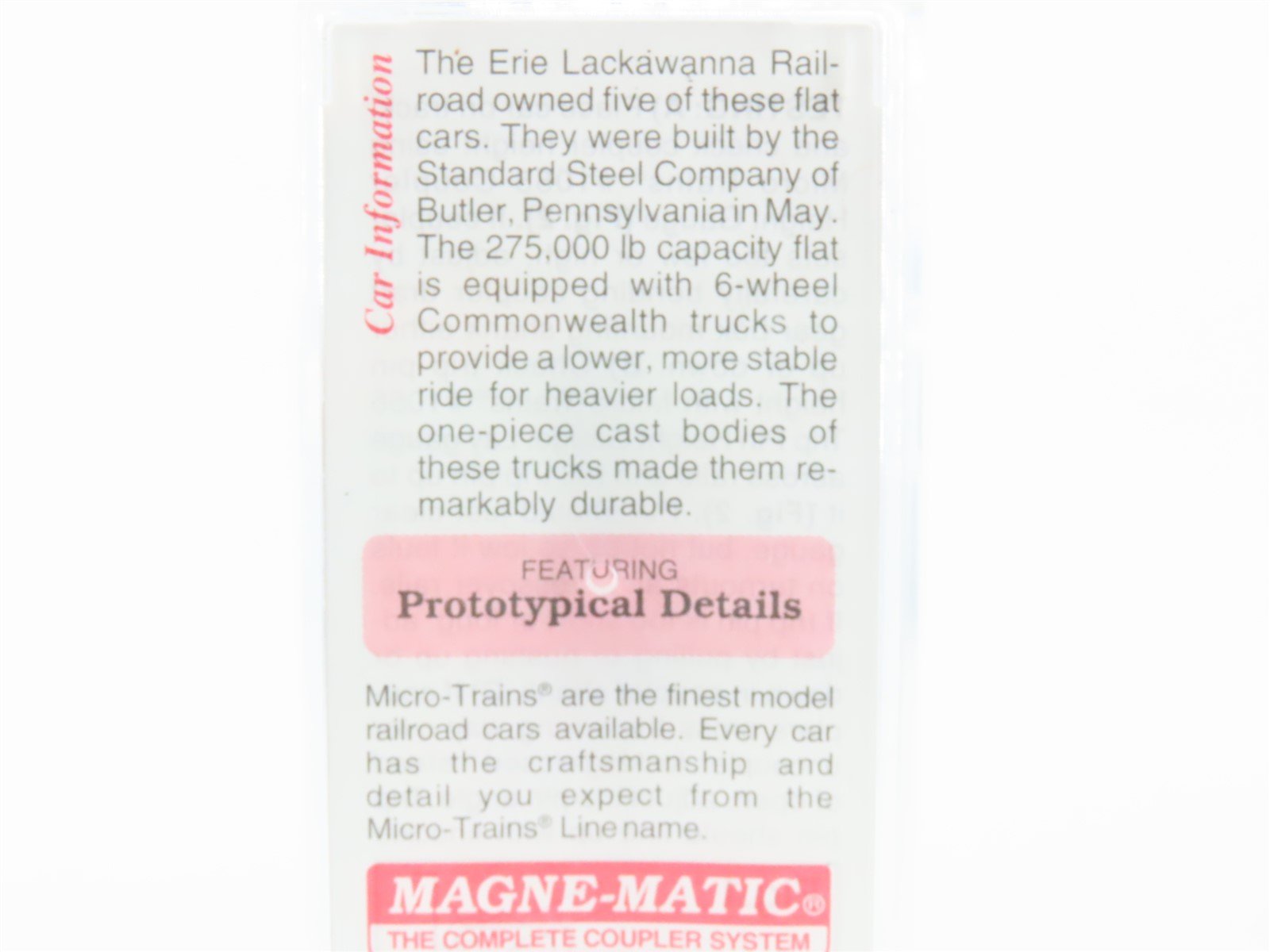 N Scale Micro-Trains MTL 109050 EL Erie Lackawanna Depressed Flatcar #7208