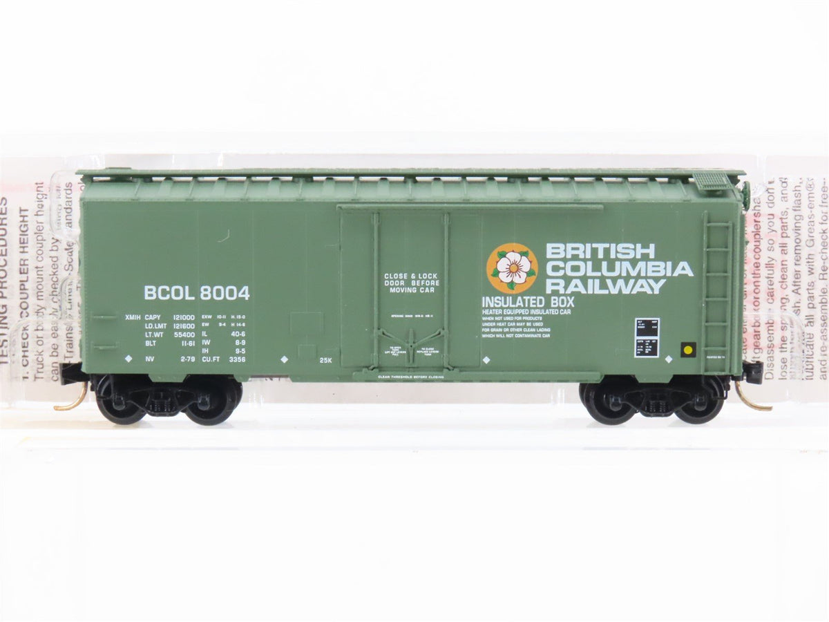 N Scale Micro-Trains MTL 21230 BCOL British Columbia Railway 40&#39; Box Car #8004