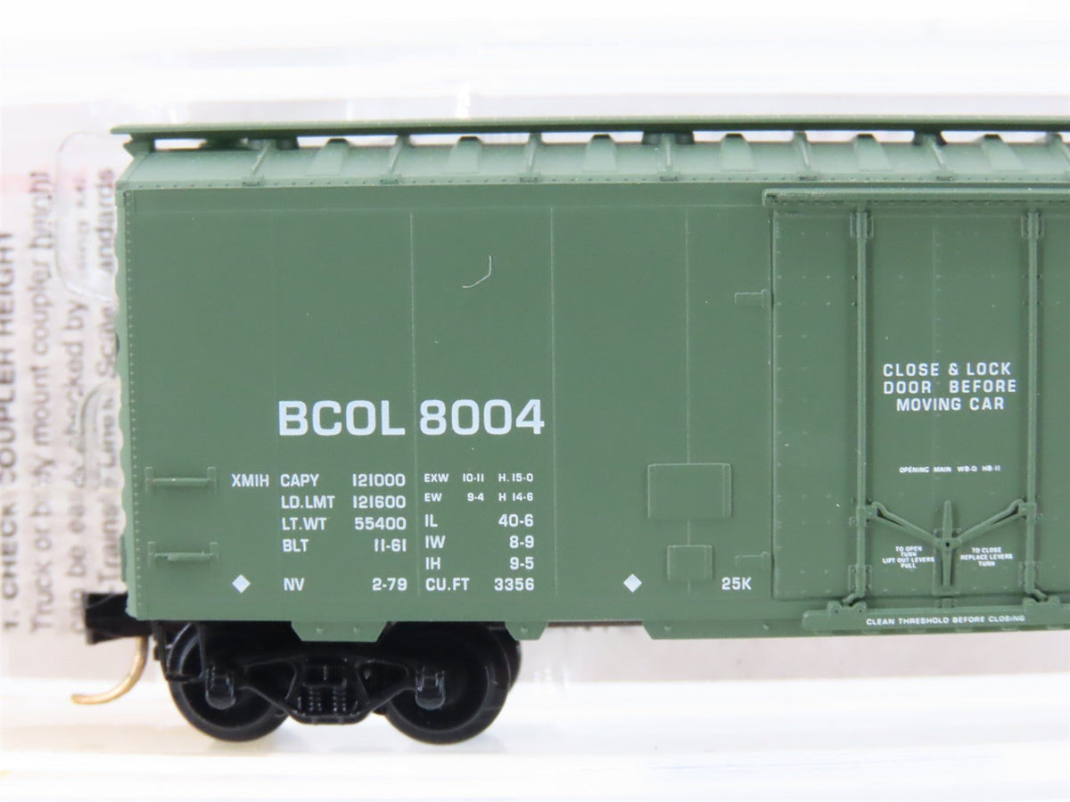 N Scale Micro-Trains MTL 21230 BCOL British Columbia Railway 40&#39; Box Car #8004