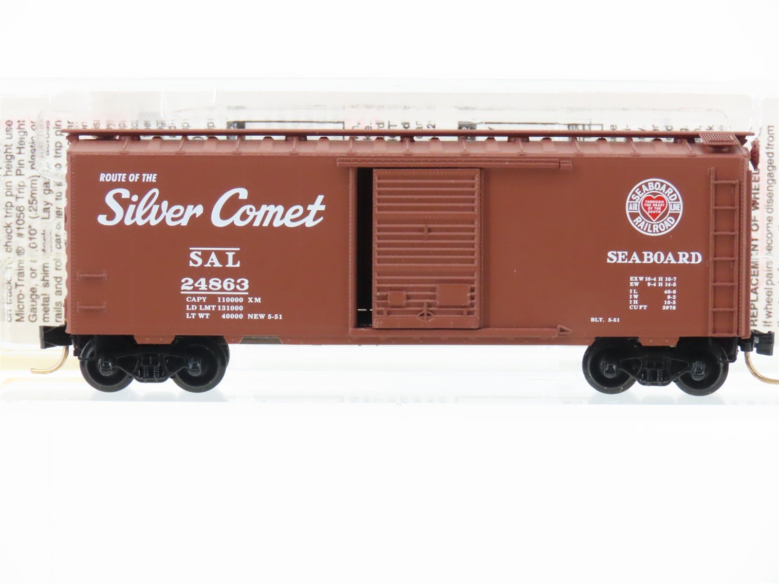 N Scale Micro-Trains MTL 20660 SAL Seaboard Silver Comet 40' Box Car #24863