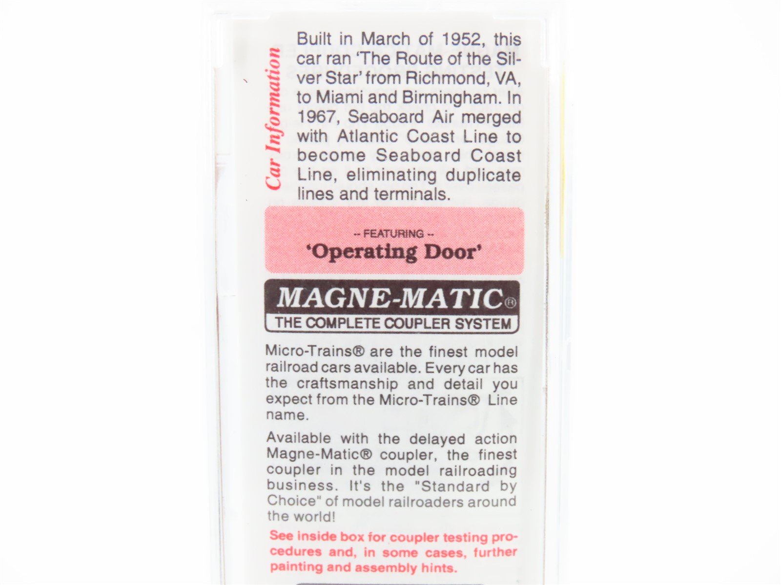 N Scale Micro-Trains MTL 20650 SAL Seaboard Silver Star 40' Box Car #25439