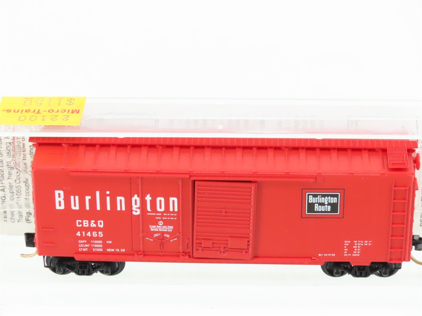 N Scale Micro-Trains MTL 22100 CB&Q Burlington Route 40' Box Car #41465