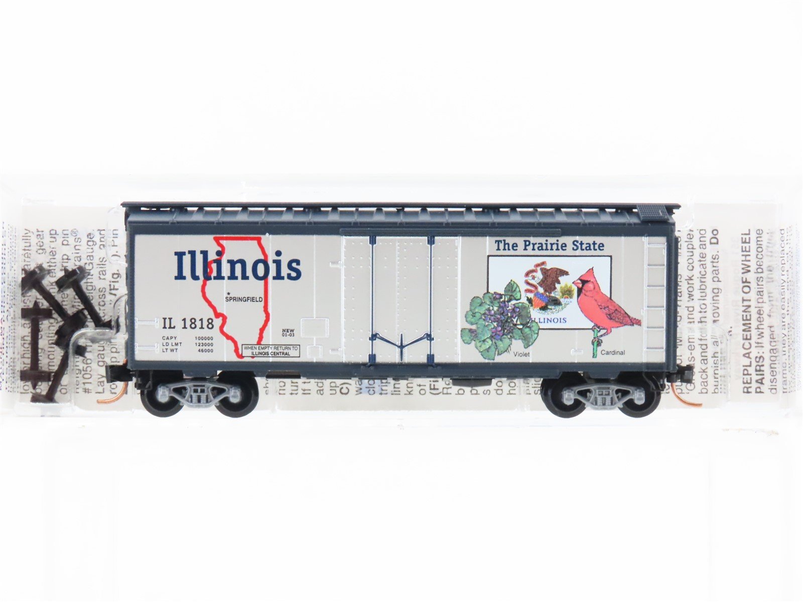 N Scale Micro-Trains MTL 21320 IL Illinois State 40' Plug Door Box Car #1818
