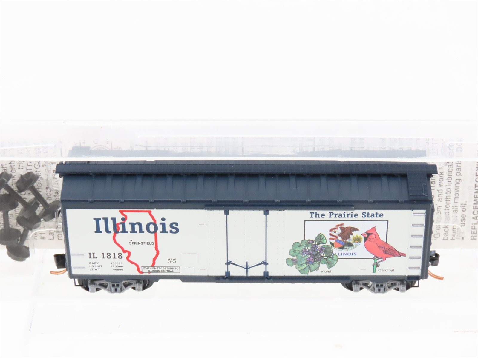 N Scale Micro-Trains MTL 21320 IL Illinois State 40' Plug Door Box Car #1818