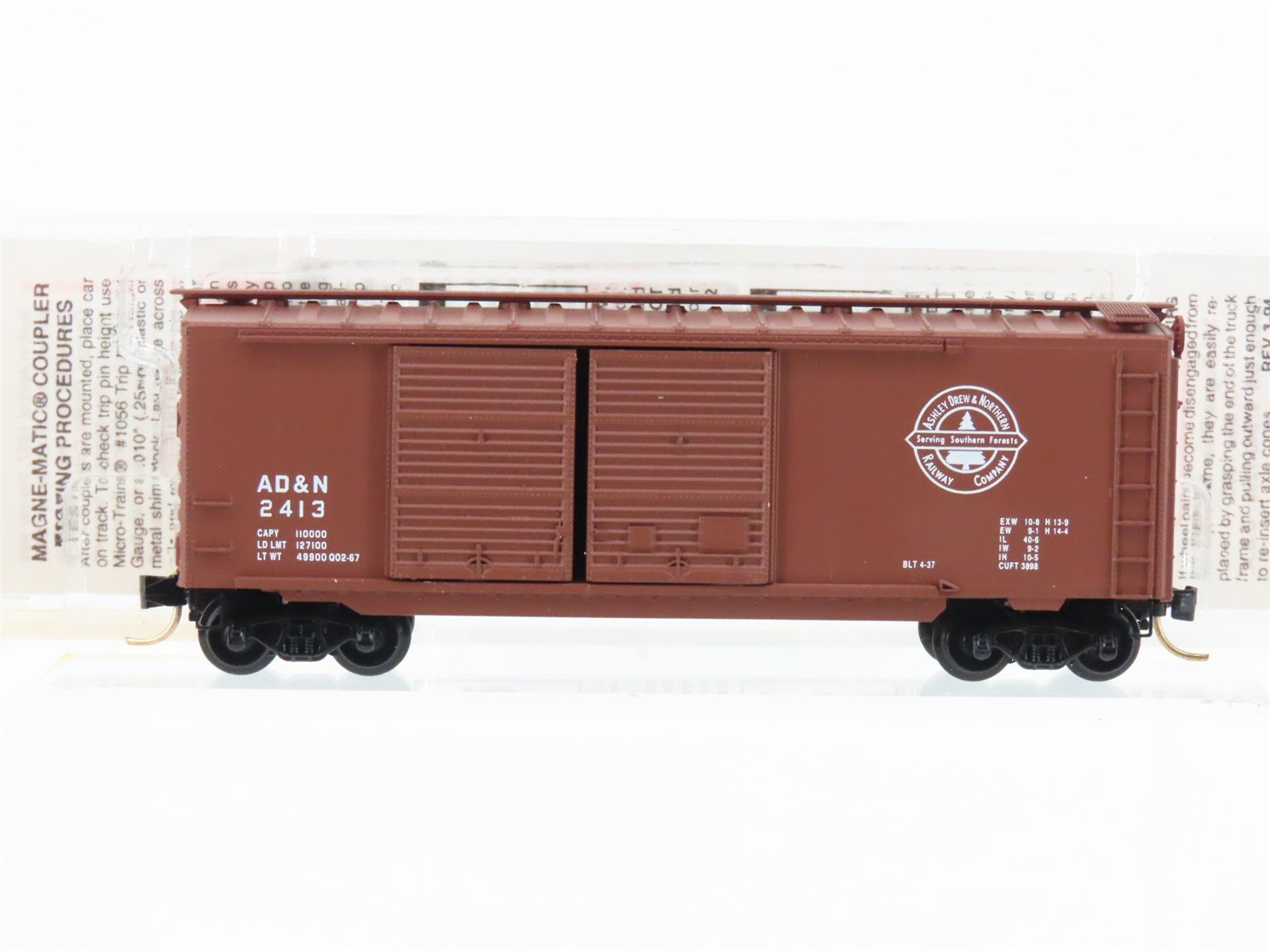 N Scale Micro-Trains MTL 23240 AD&N Ashley Drew & Northern 40' Box Car #2413