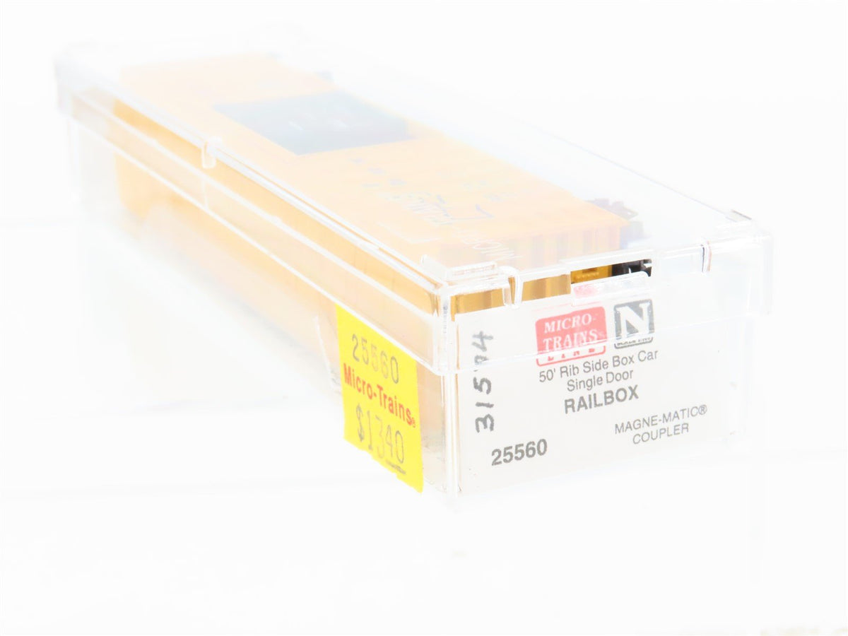 N Scale Micro-Trains MTL 25560 RBOX Railbox 50&#39; Single Door Box Car #31574