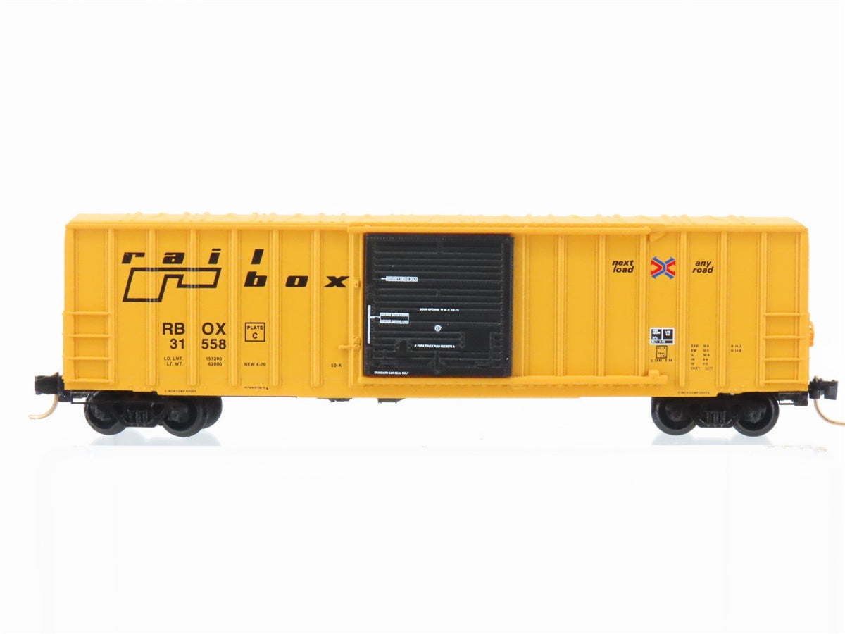 N Scale Micro-Trains MTL 25560 RBOX Railbox 50&#39; Single Door Box Car #31558