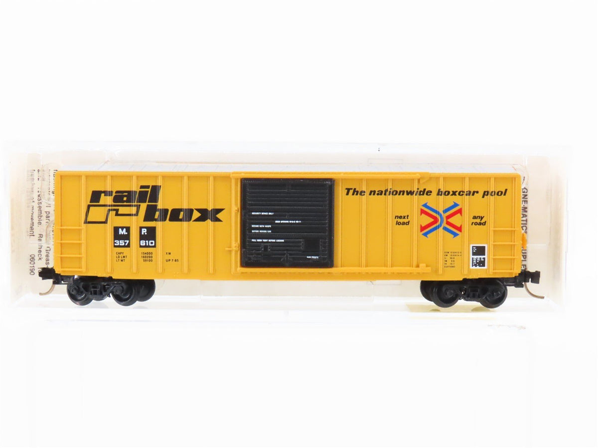 N Scale Micro-Trains MTL 25500 MP RBOX Railbox 50&#39; Single Door Box Car #357610