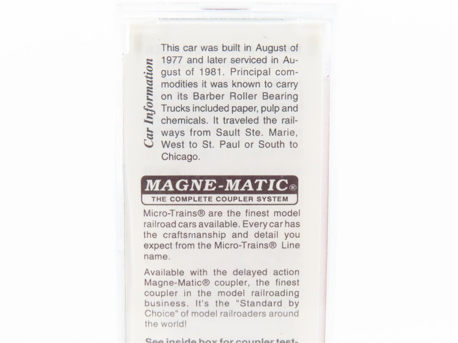 N Scale Micro-Trains MTL 27200 WC Wisconsin Central 50' Plug Door Box Car #27102