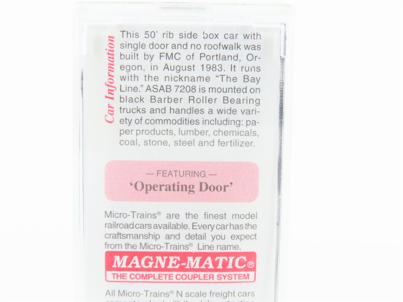 N Scale Micro-Trains MTL 25630 ASAB The Bay Line 50' Boxcar #7208