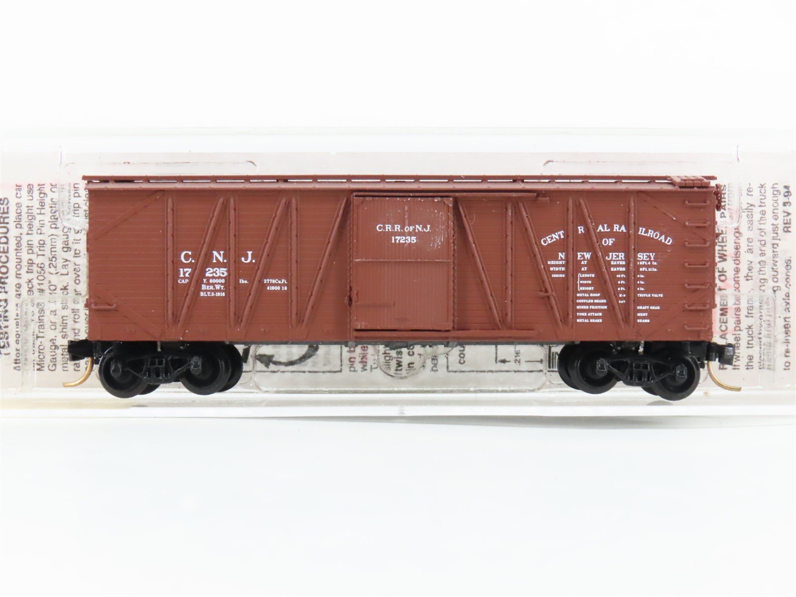 N Scale Micro-Trains MTL 28040 CNJ Jersey Central 40' Braced Boxcar #17235