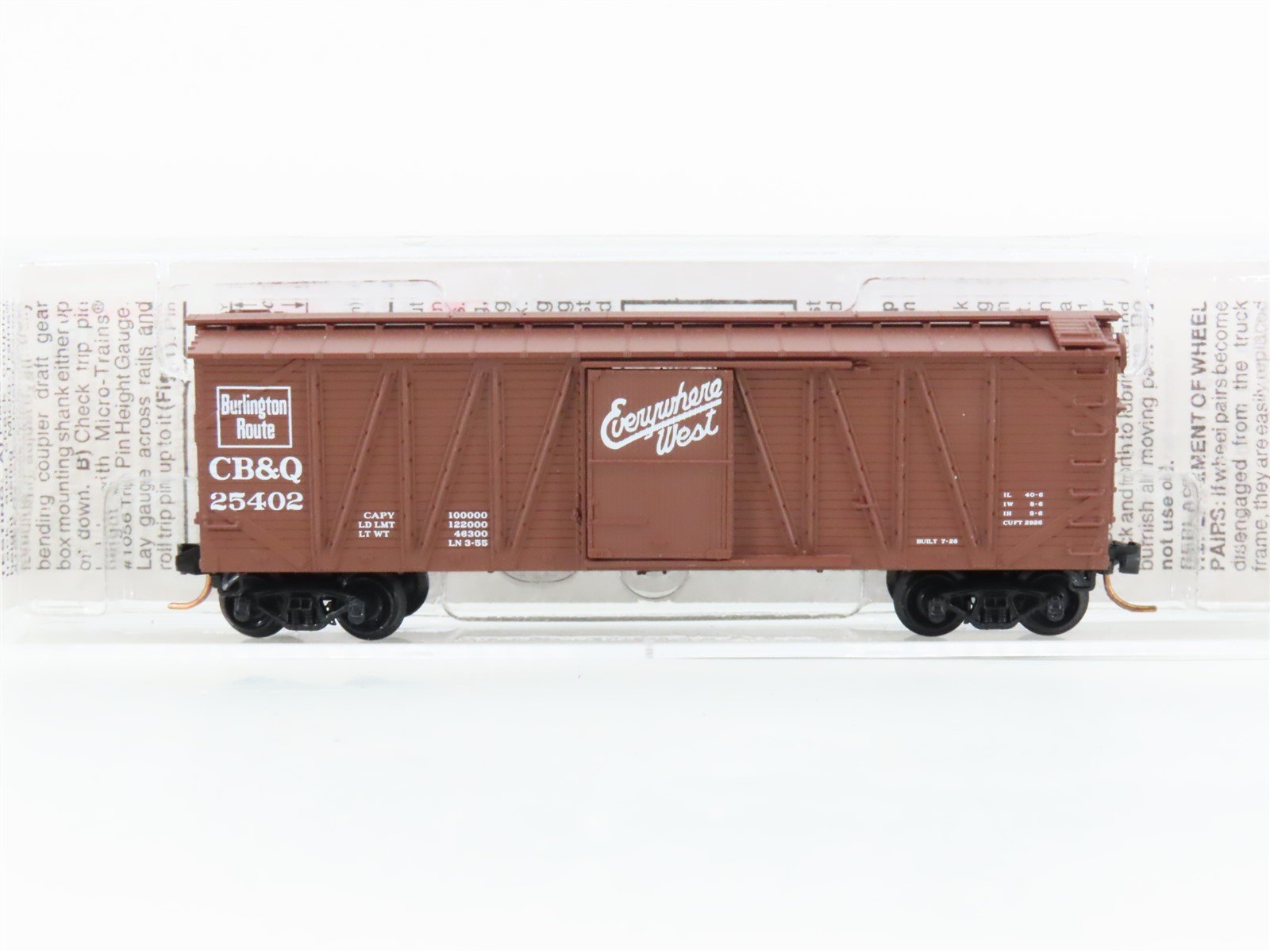 N Scale Micro-Trains MTL 28150 CBQ Burlington 40' Outside Braced Boxcar #25402