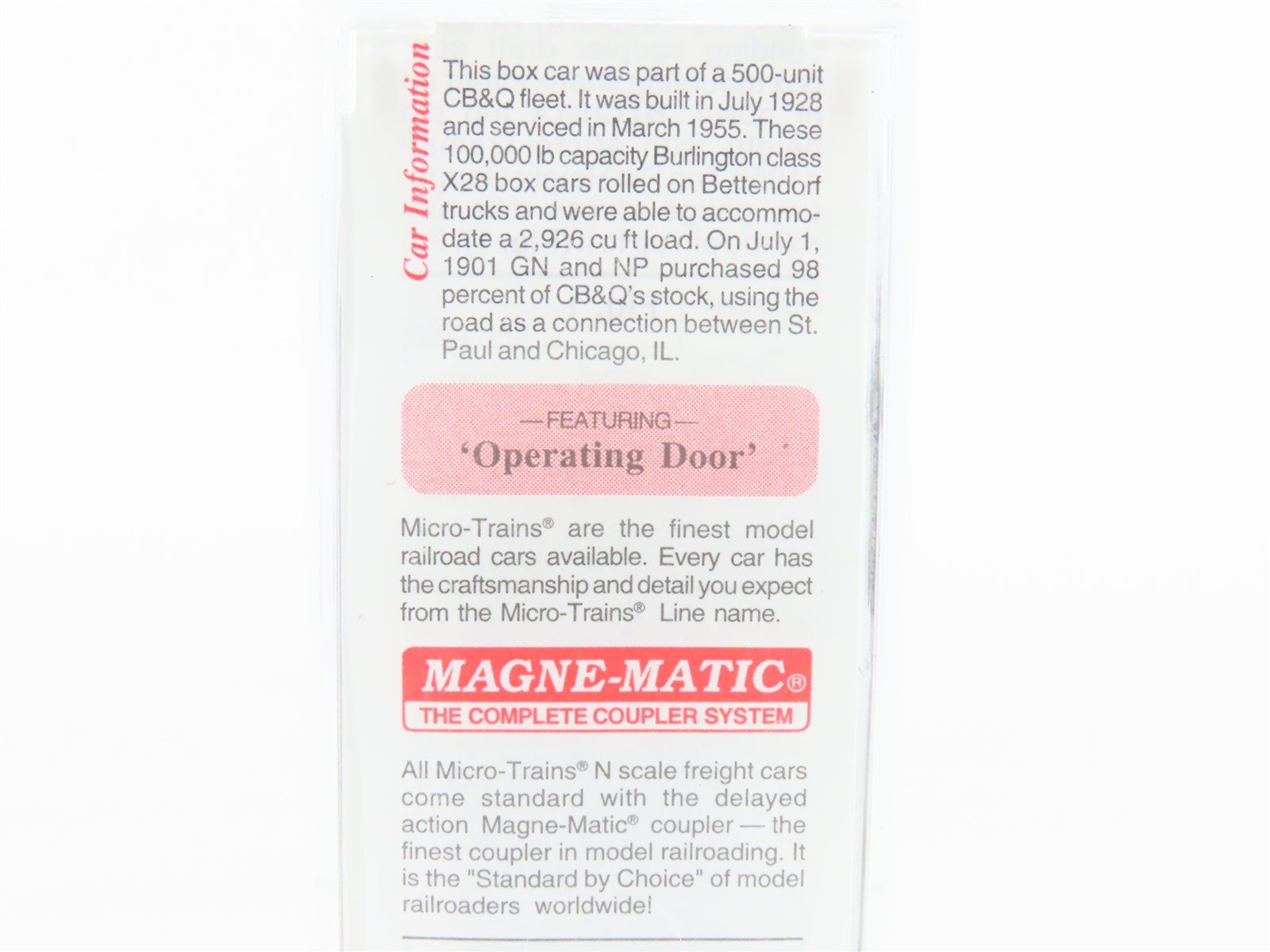 N Scale Micro-Trains MTL 28150 CBQ Burlington 40' Outside Braced Boxcar #25402