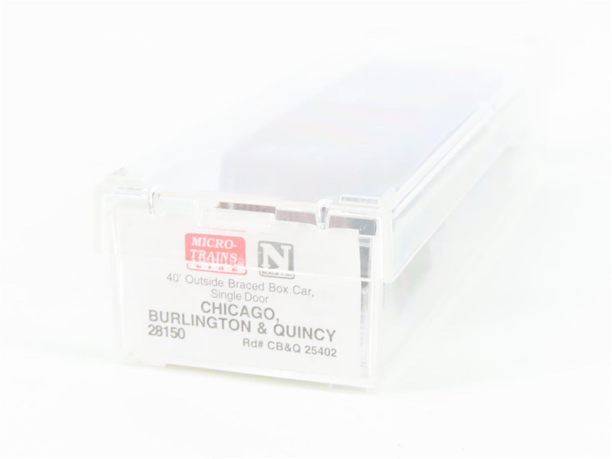 N Scale Micro-Trains MTL 28150 CBQ Burlington 40&#39; Outside Braced Boxcar #25402