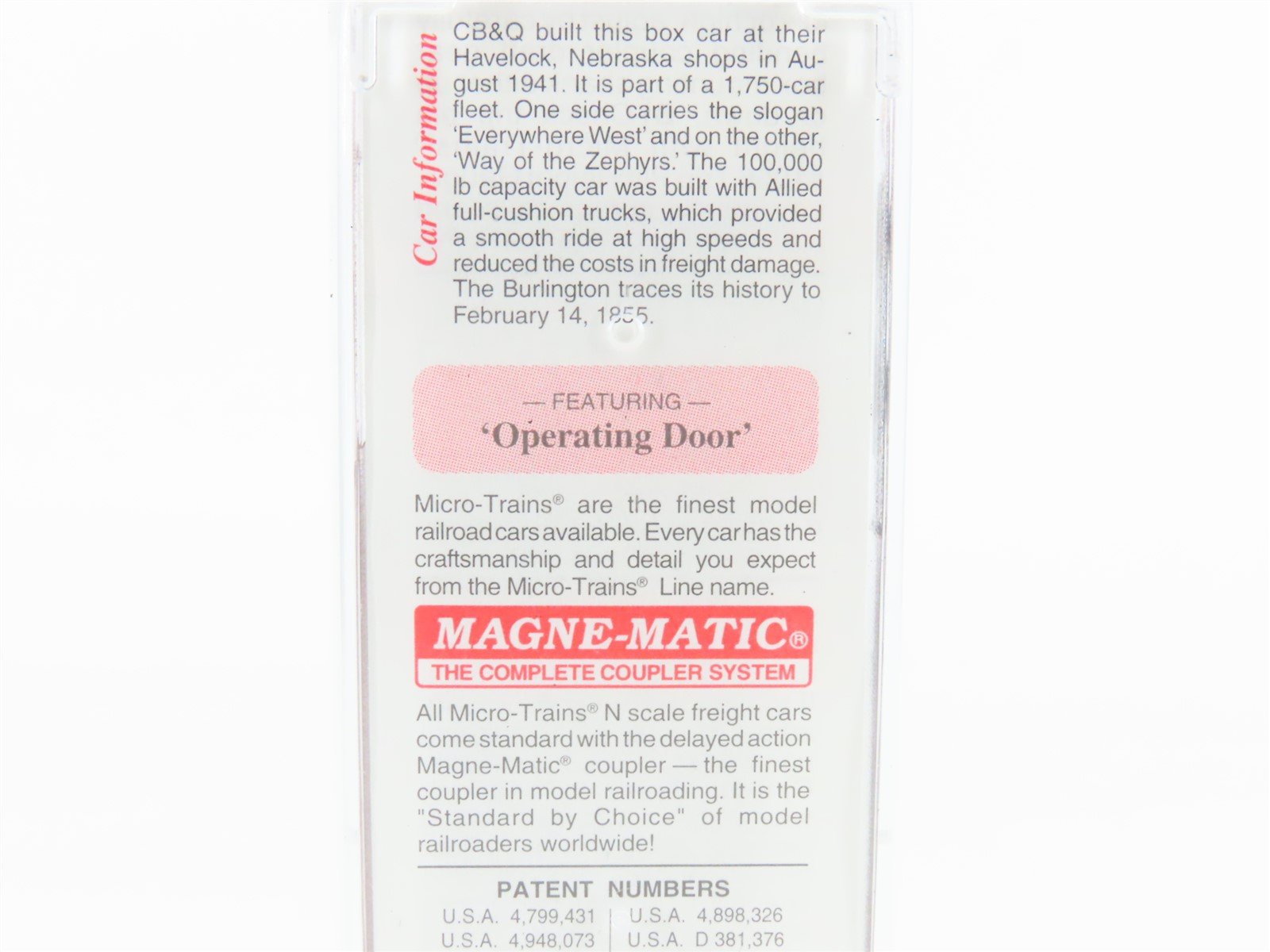 N Scale Micro-Trains MTL 31320 CBQ Burlington 50' Standard Boxcar #21383