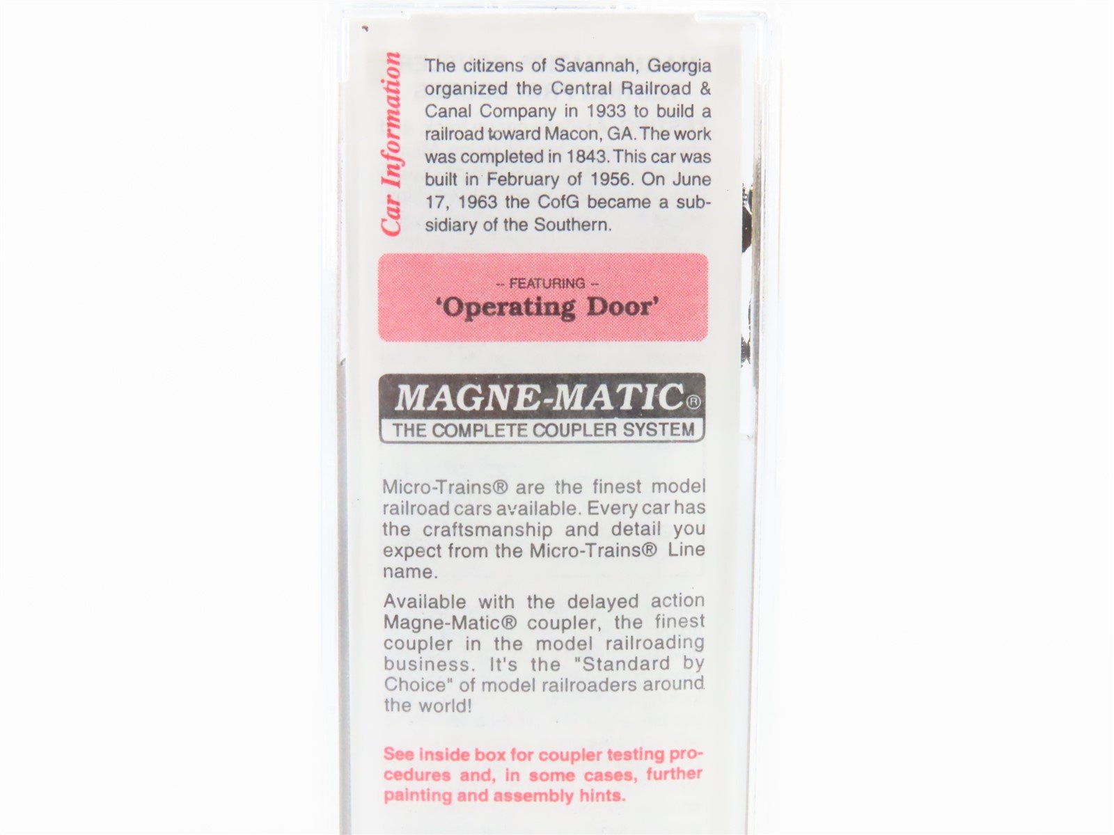 N Scale Micro-Trains MTL 31280 CG Central of Georgia 50' Standard Boxcar #1570