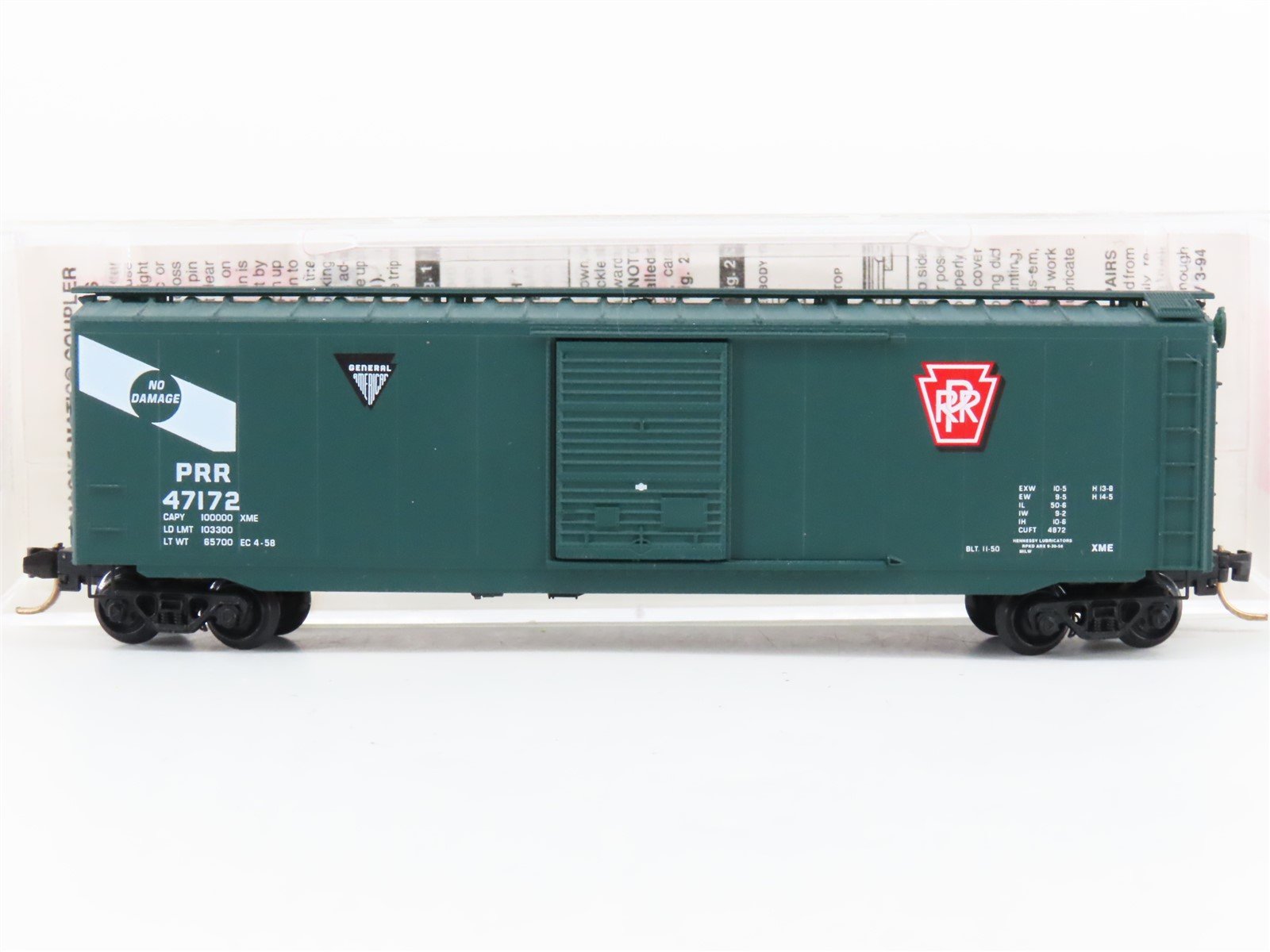 N Scale Micro-Trains MTL PRR Pennsylvania "No Damage" 50' Boxcar #47172