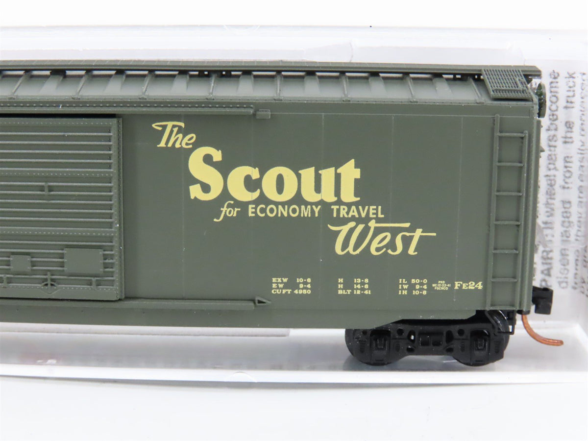 N Scale Micro-Trains MTL 34270 ATSF Railway &quot;Scout West&quot; 50&#39; Boxcar #10055
