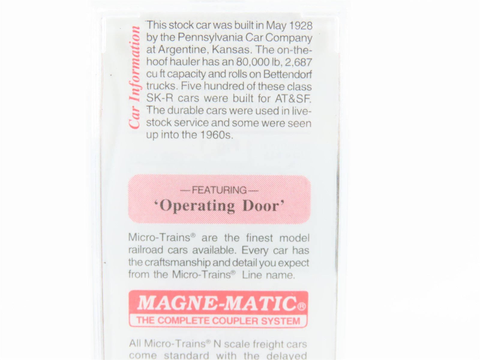 N Scale Micro-Trains MTL 35080 ATSF Santa Fe 40' Dispatch Stock Car #50652