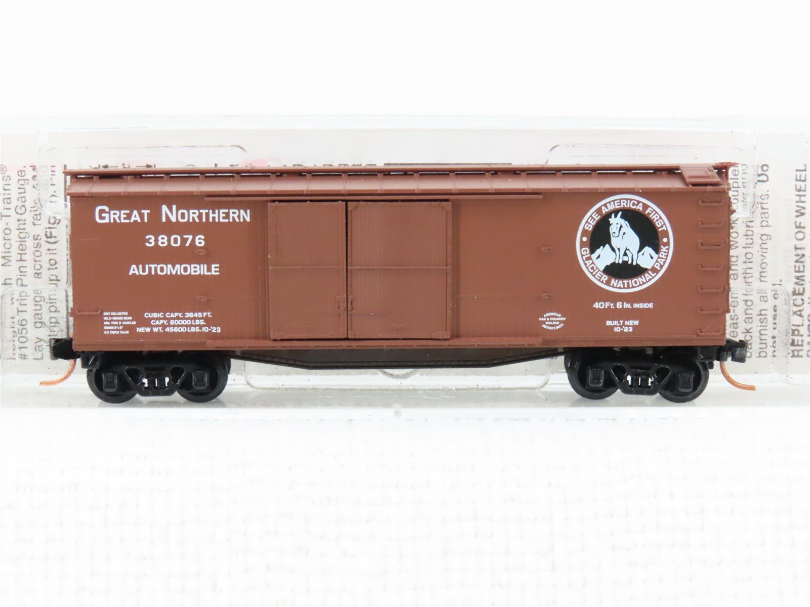 N Scale Micro-Trains MTL 41030 GN Glacier National Park 40' Wood Boxcar #38076