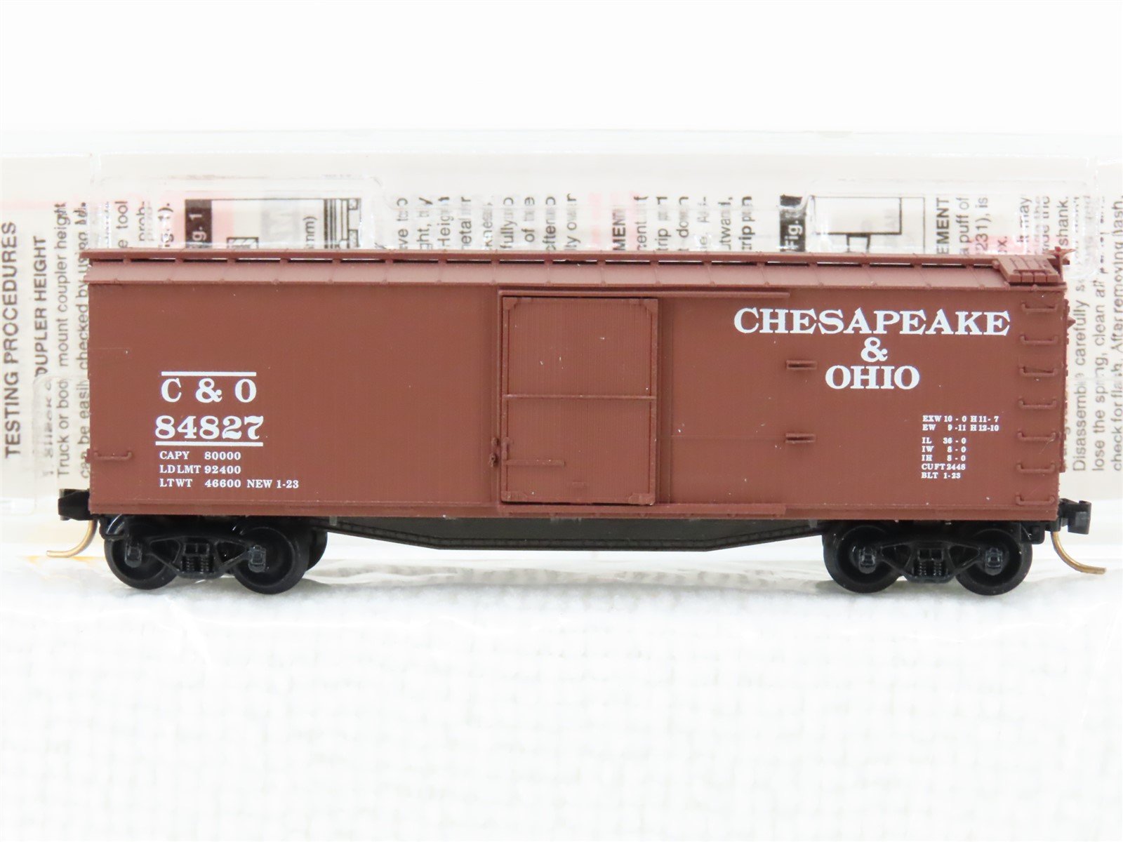 N Scale Micro-Trains MTL 39170 C&O Chesapeake & Ohio 40' Wood Boxcar #84827