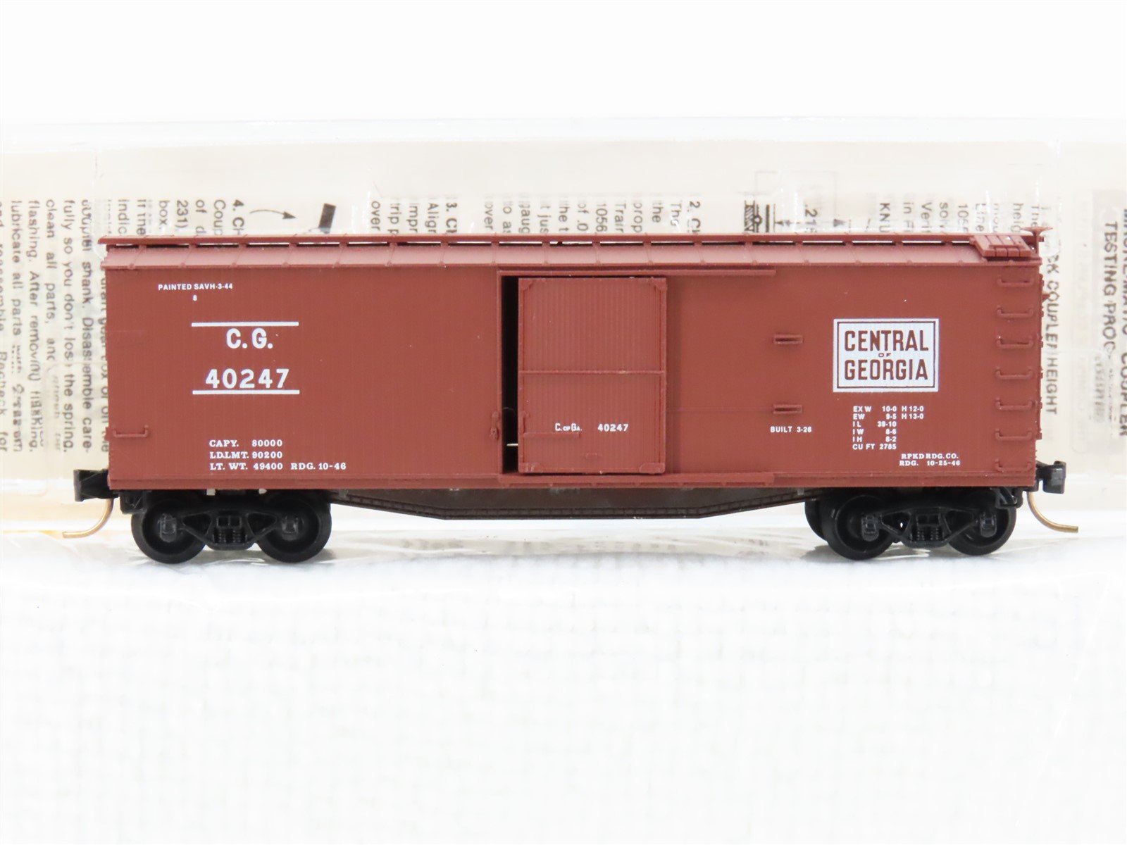 N Scale Micro-Trains MTL 39150 CofG Central of Georgia 40' Wood Boxcar #40247