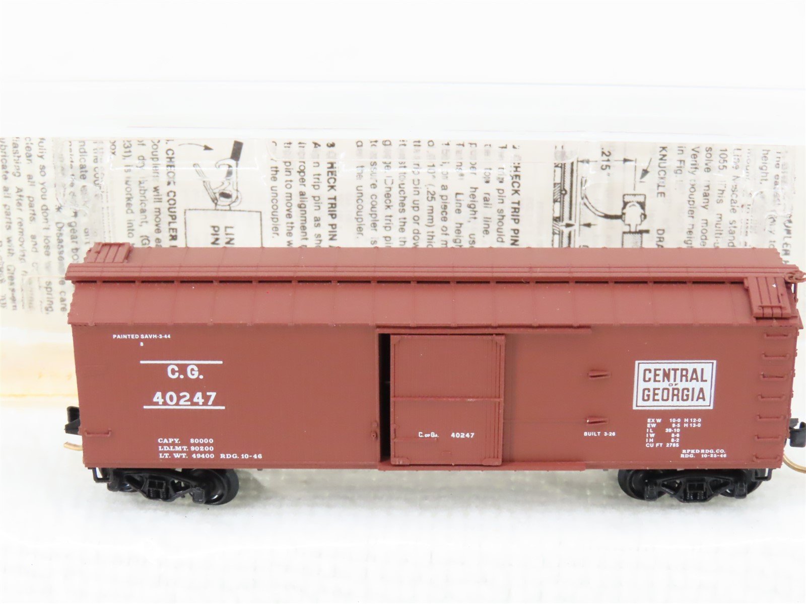 N Scale Micro-Trains MTL 39150 CofG Central of Georgia 40' Wood Boxcar #40247