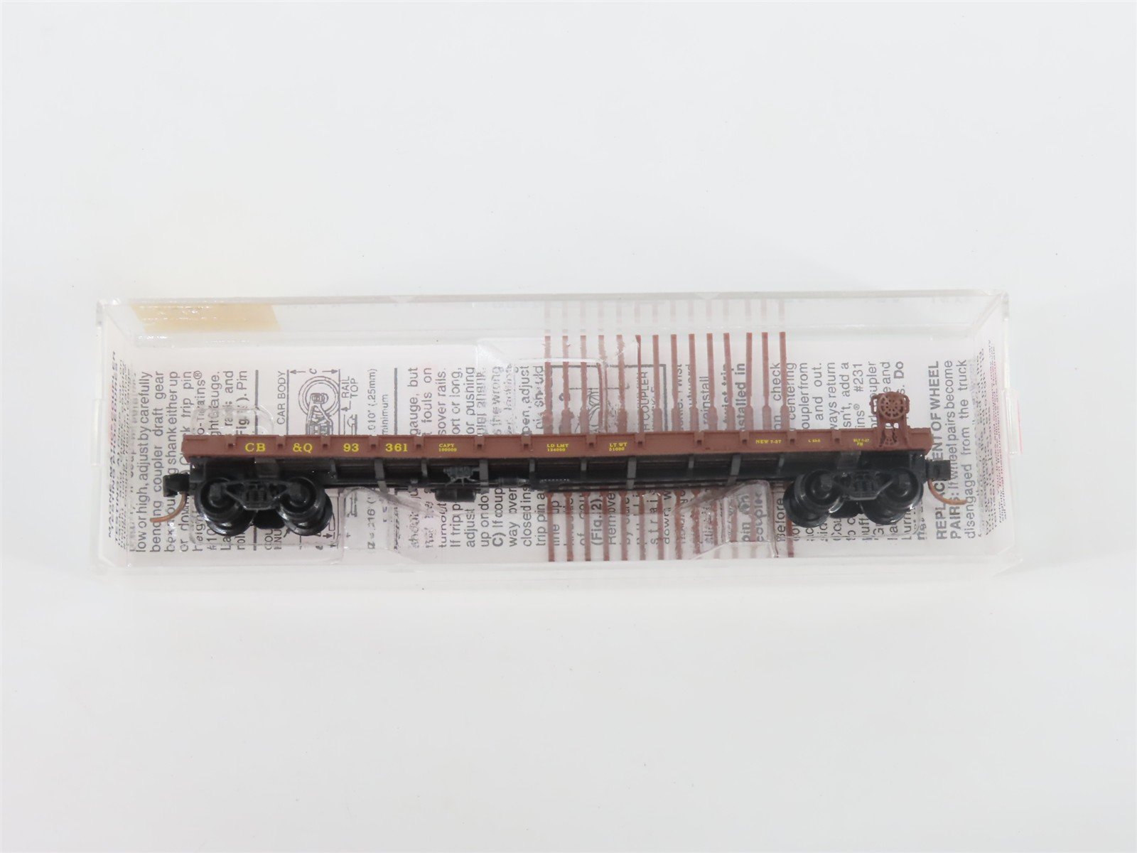 N Scale Micro-Trains MTL 44090 CB&Q Burlington Route 50' Flat Car #93361