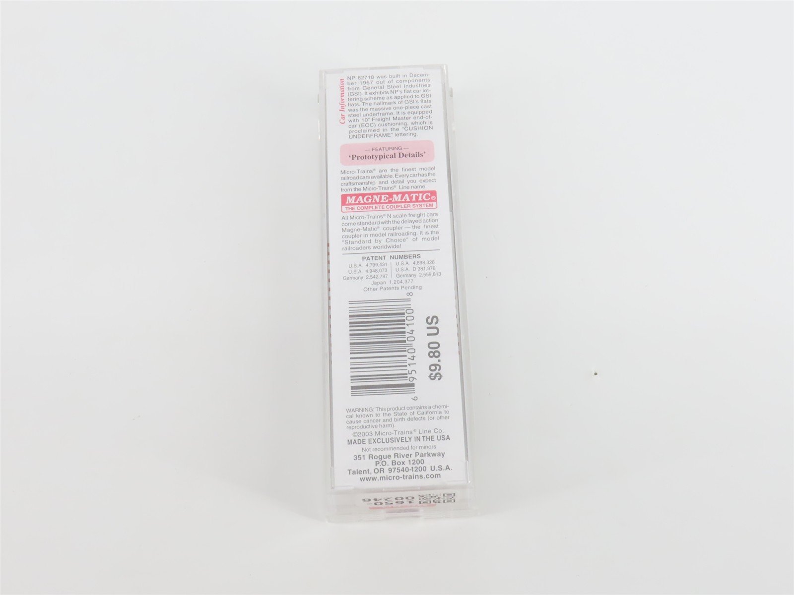 N Scale Micro-Trains MTL 45250 NP Northern Pacific 50' Flat Car #62718