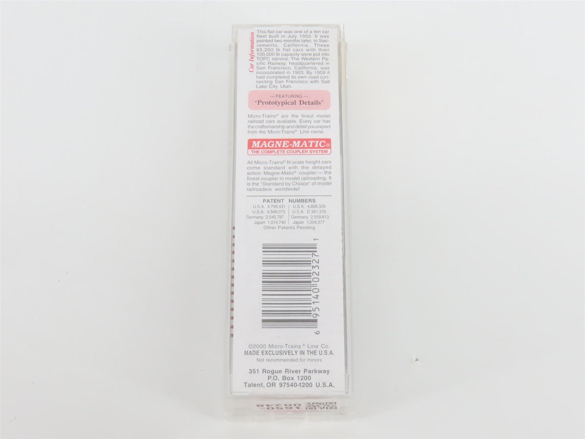 N Scale Micro-Trains MTL 45230 WP Western Pacific Railroad 50&#39; Flat Car #1908