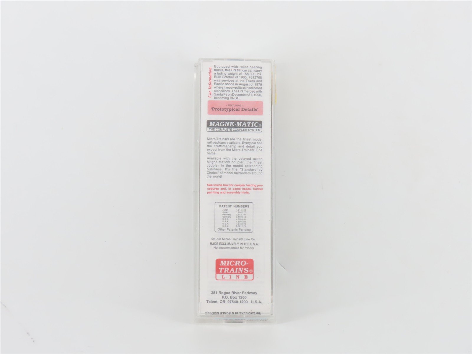 N Scale Micro-Trains MTL 45200 BN Burlington Northern 50' Flat Car #612765