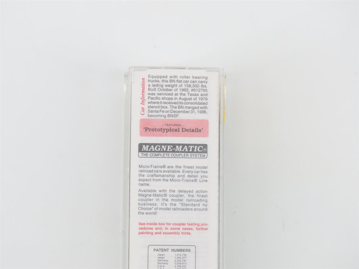 N Scale Micro-Trains MTL 45200 BN Burlington Northern 50&#39; Flat Car #612765