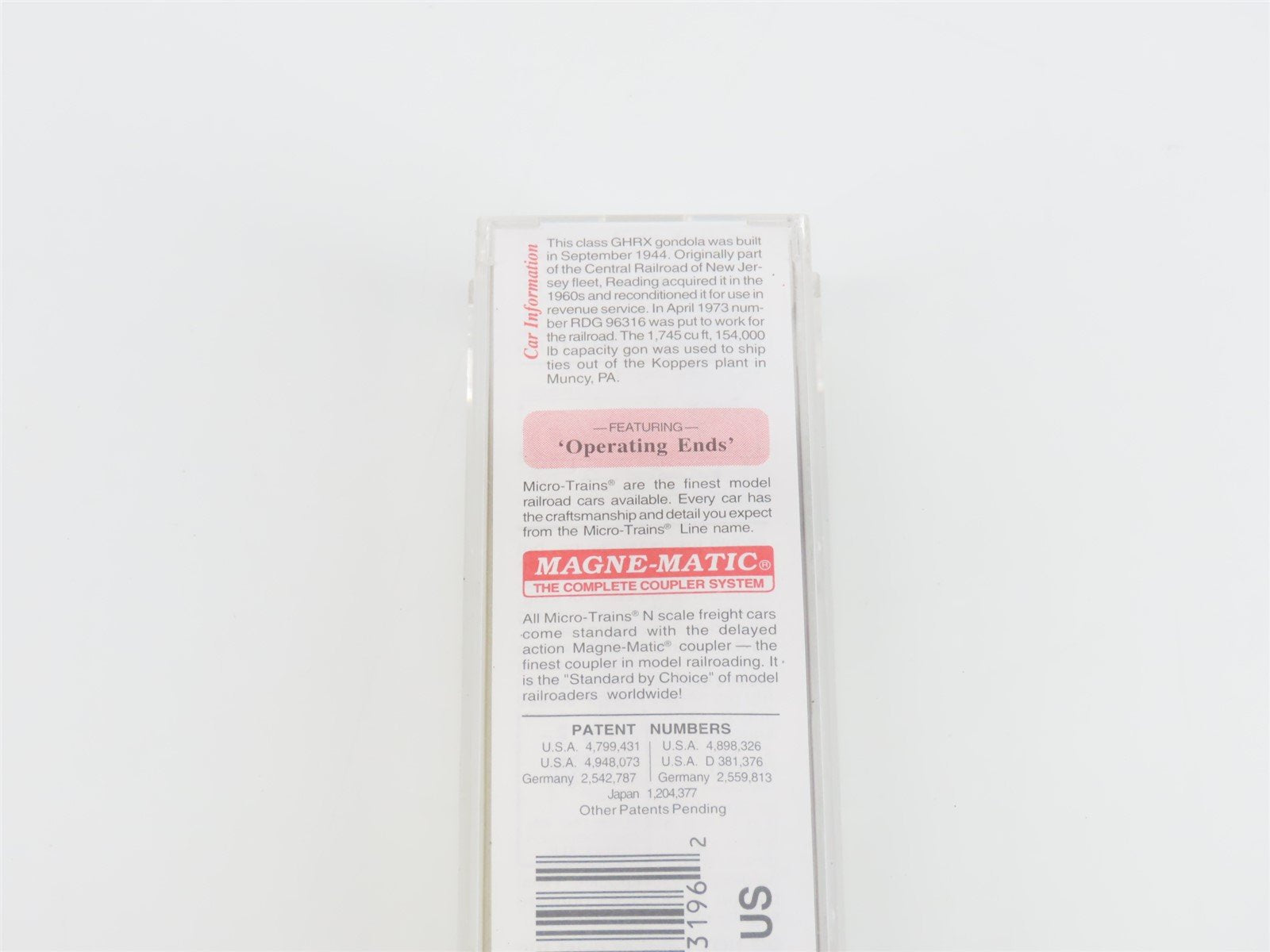 N Scale Micro-Trains MTL 46370 RDG Reading 50' Gondola #96316