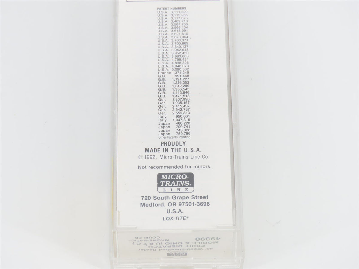 N Scale Micro-Trains MTL 49390 URTC Bananas Fruit Dispatch 40&#39; Reefer #24013