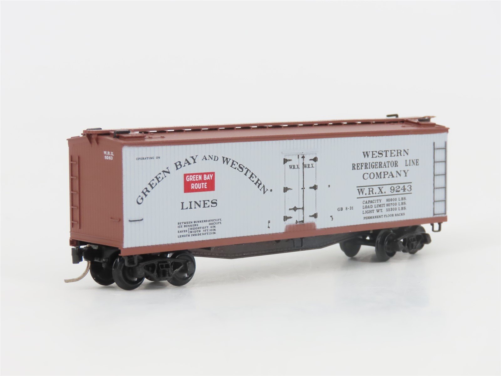 N Scale Micro-Trains MTL 49310 WRX Green Bay Route 40' Wood Reefer #9243