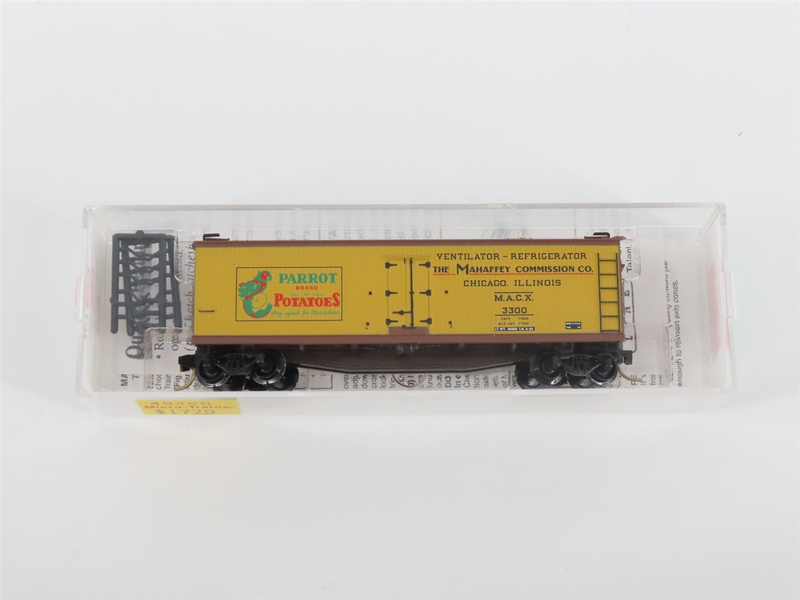 N Scale Micro-Trains MTL 49480 MACX Parrot Potatoes 40' Wood Reefer #3300