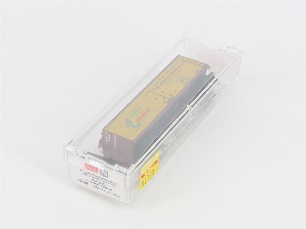 N Scale Micro-Trains MTL 49480 MACX Parrot Potatoes 40&#39; Wood Reefer #3300