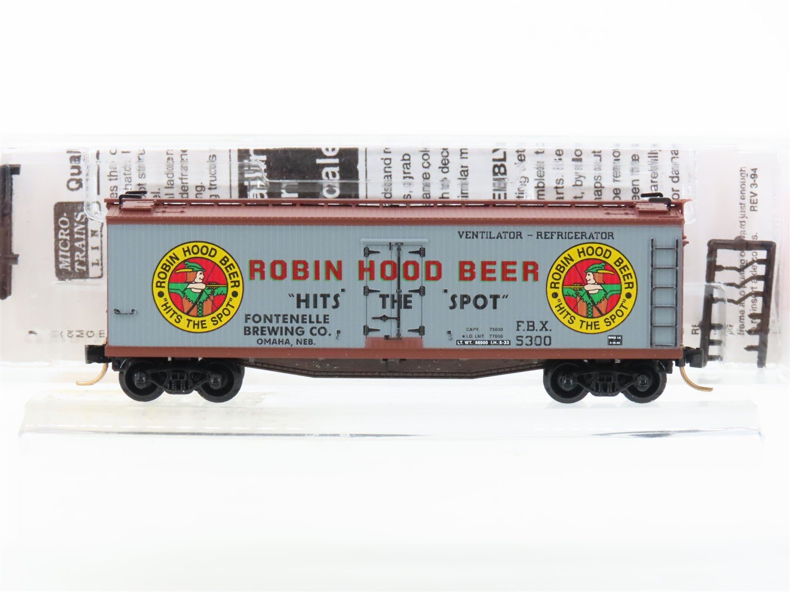 N Scale Micro-Trains MTL 49450 FBX Robin Hood Beer 40' Wood Reefer #5300