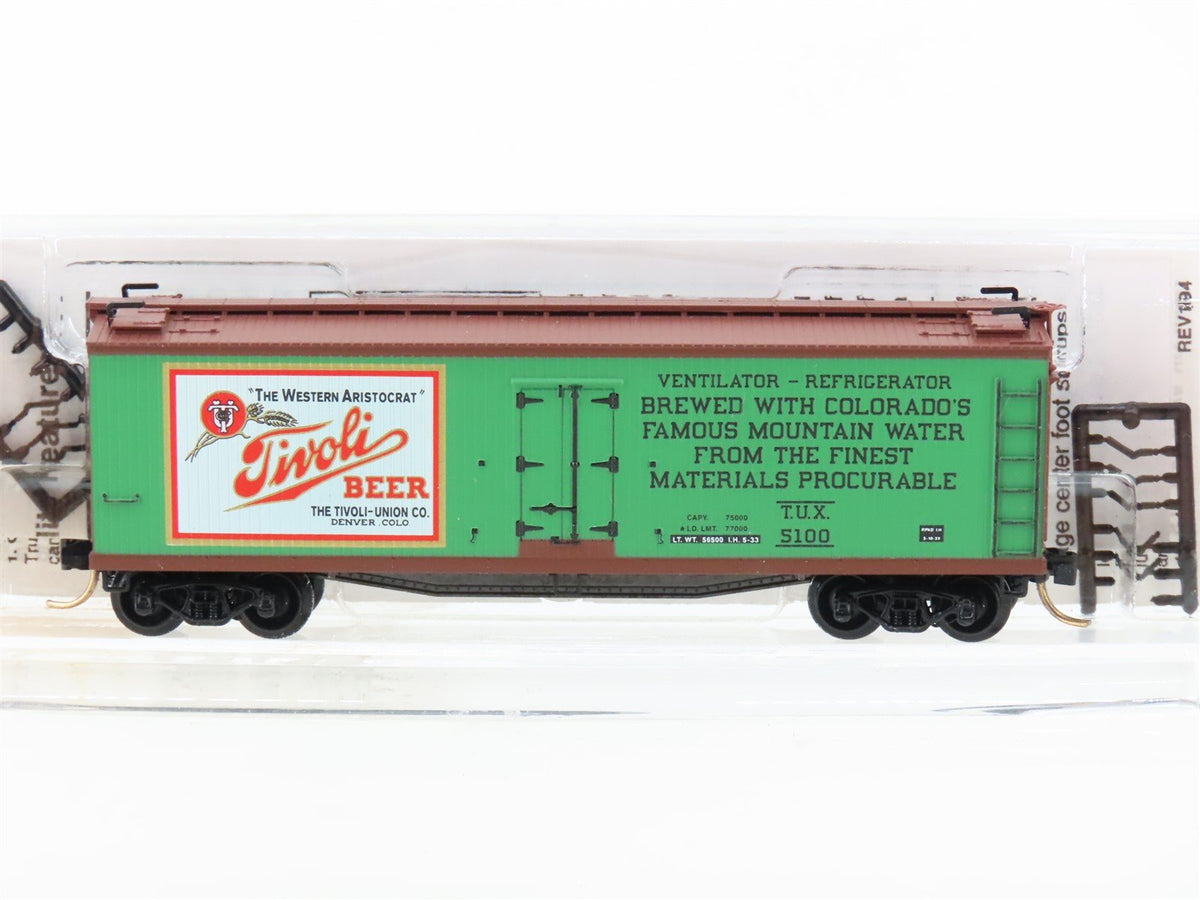 N Micro-Trains MTL 49440 TUX Tivoli Beer 40&#39; Double-Sheathed Wood Reefer #5100