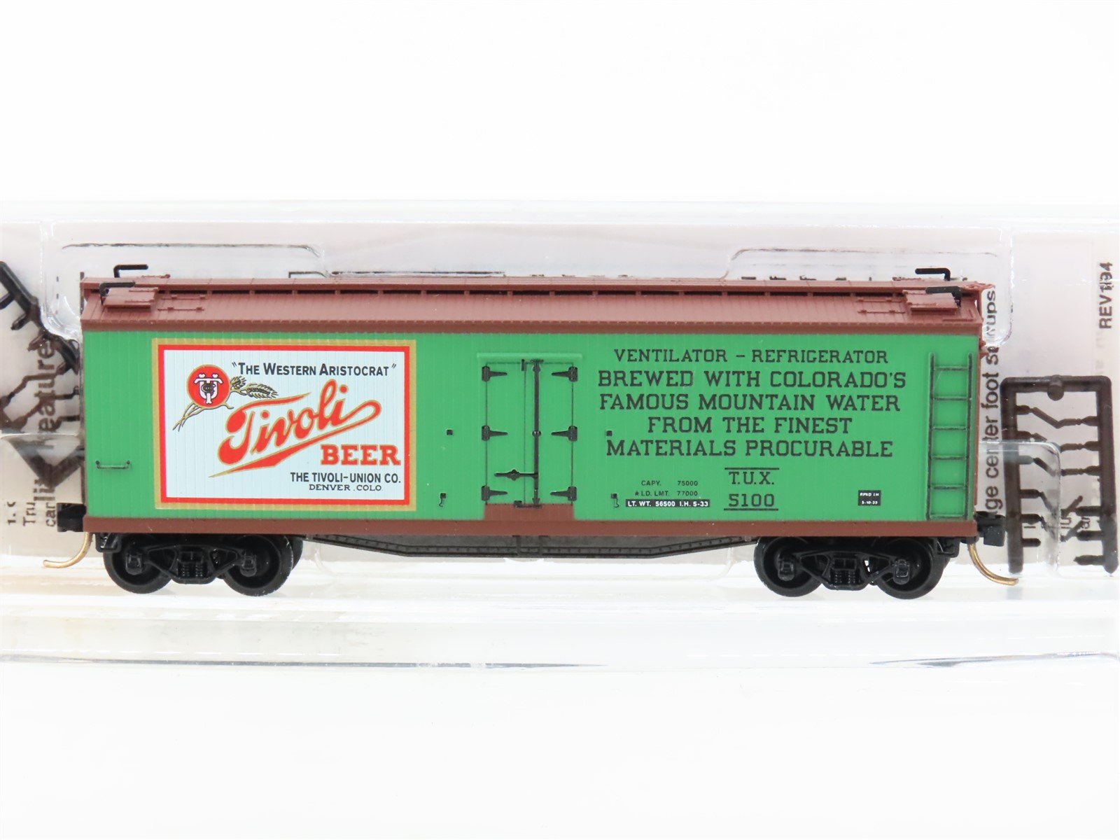 N Micro-Trains MTL 49440 TUX Tivoli Beer 40' Double-Sheathed Wood Reefer #5100