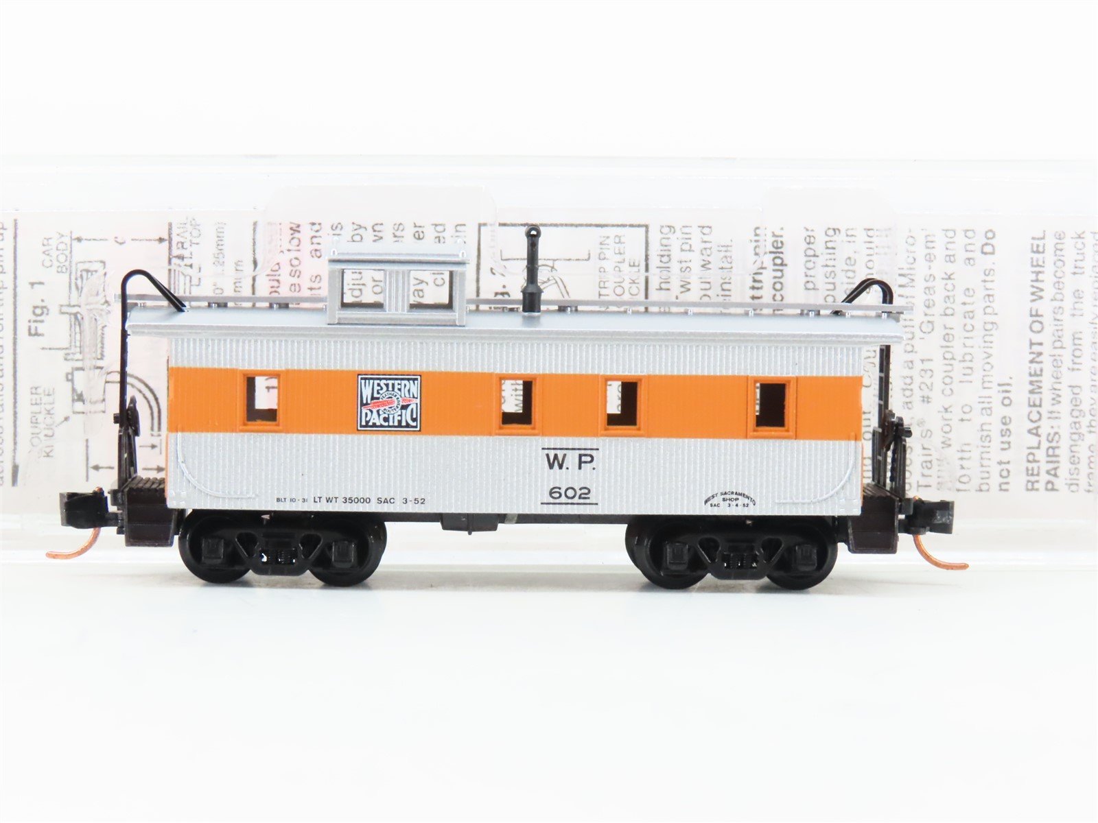 N Micro-Trains MTL 51220 WP Western Pacific 34' Offset Cupola Wood Caboose #602