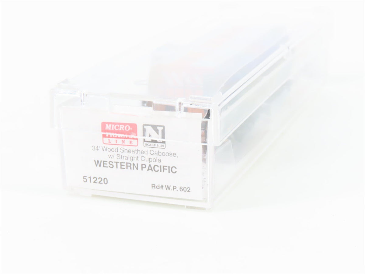N Micro-Trains MTL 51220 WP Western Pacific 34&#39; Offset Cupola Wood Caboose #602