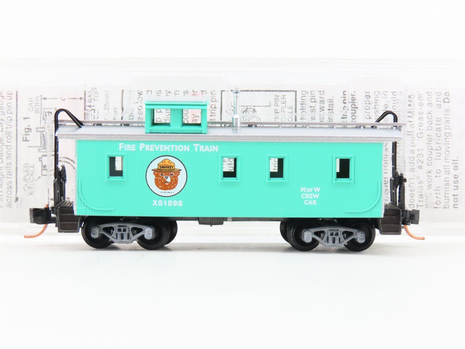 N Micro-Trains MTL 51210 Smokey Bear 34' Offset Cupola Wood Caboose #X5189