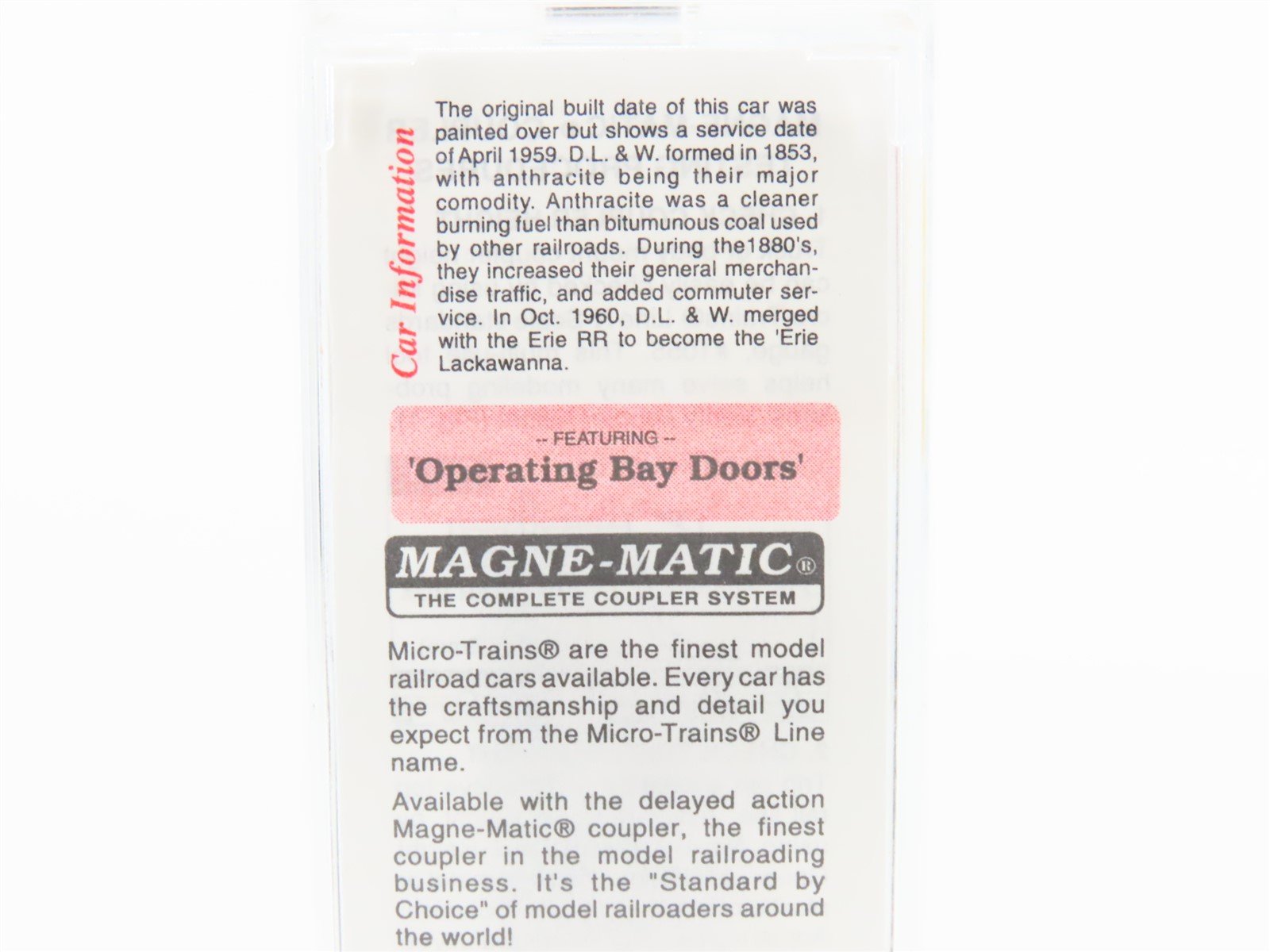 N Scale Micro-Trains MTL 55360 DL&W Lackawanna 33' 2-Bay Hopper #85177