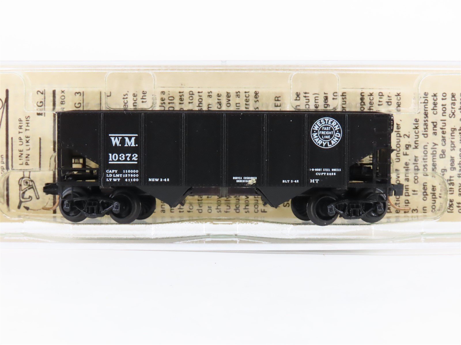 N Scale Kadee Micro-Trains MTL 56092 WM Western Maryland 33' 2-Bay Hopper #10372