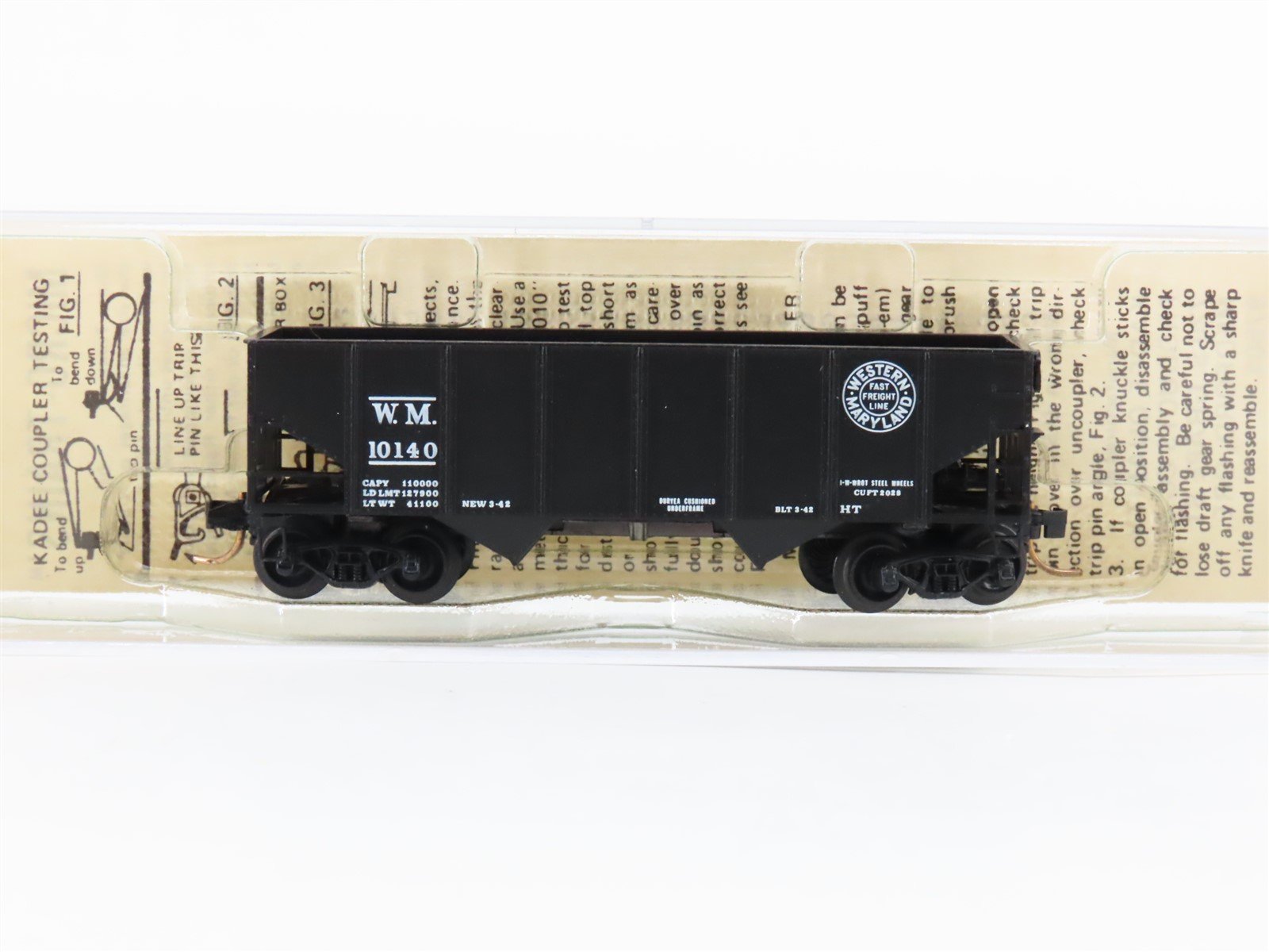 N Scale Kadee Micro-Trains MTL 56092 WM Western Maryland 33' 2-Bay Hopper #10140