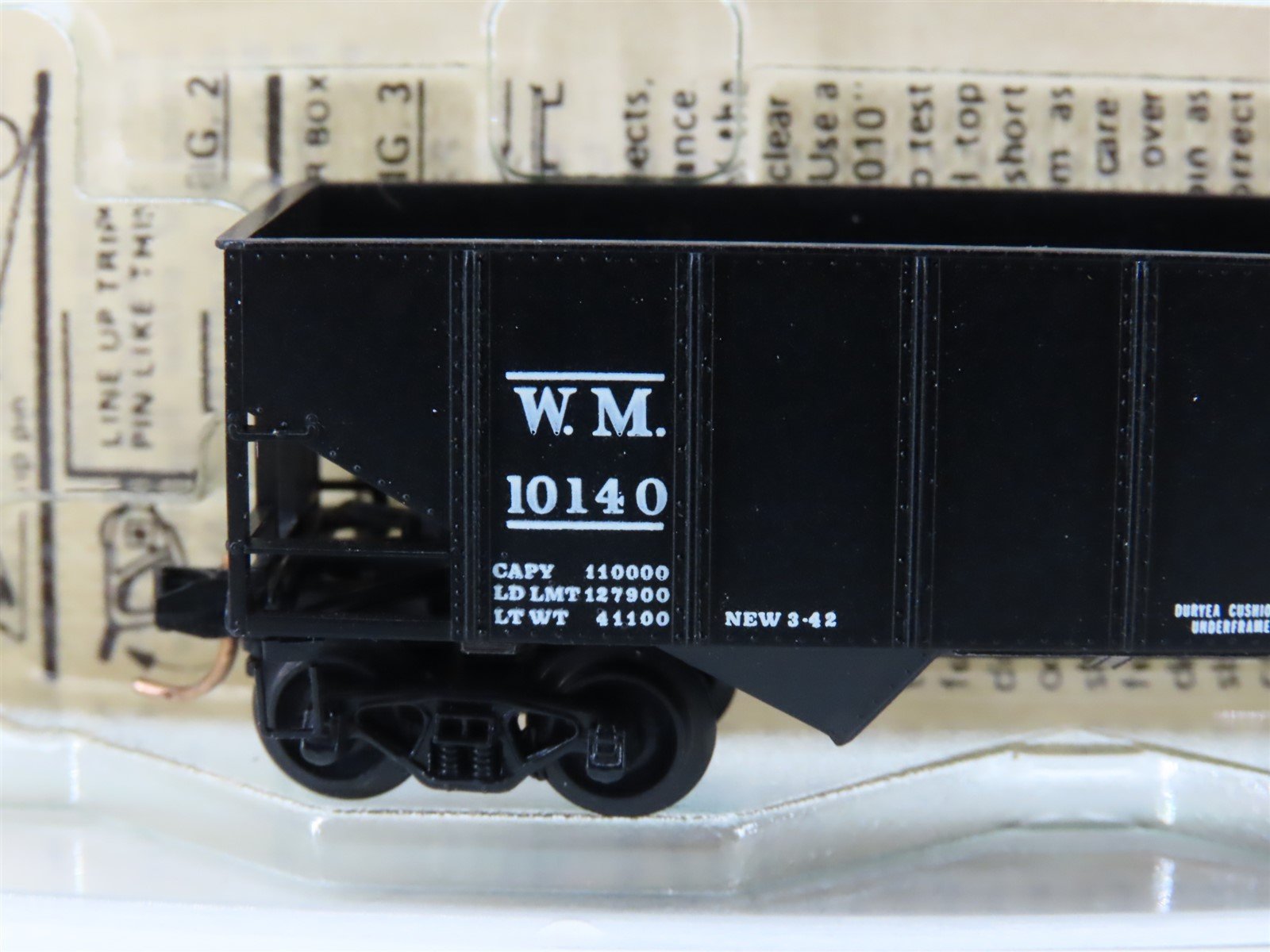 N Scale Kadee Micro-Trains MTL 56092 WM Western Maryland 33' 2-Bay Hopper #10140